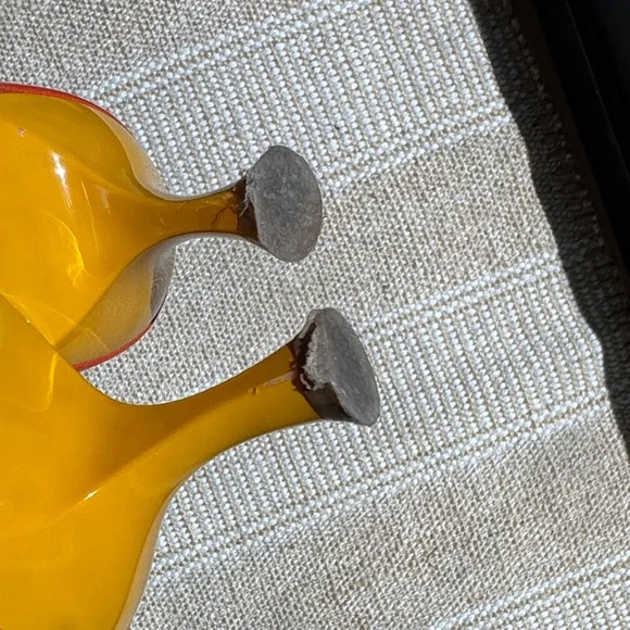 Salvatore Ferragamo Carolin Tweed Mule Lacquer Kitten Heel, Orange, Size 8, EUC - Picture 9 of 10